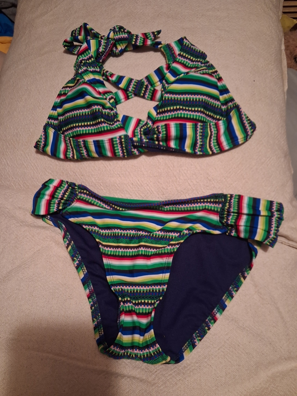 Mossimo Supply Co. Striped Blue Green Pink Halter Bikini